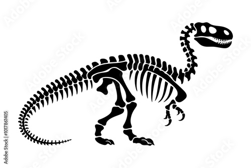 Silhouette of a Tyrannosaurus dinosaur skeleton. vector graphic illustration