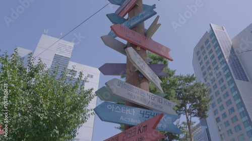 중앙아시아거리 이정표  동대문 실크로드 이정표