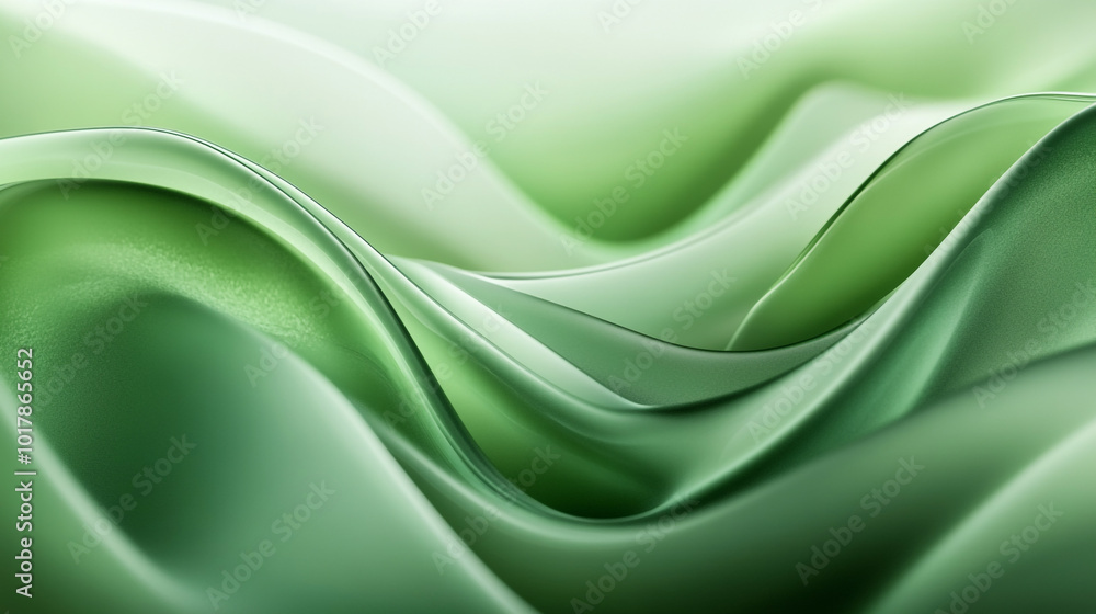 Obraz premium Abstract Smoke Background Abstract organic green lines as wallpaper. Mesmerizing 3D green wave pattern,