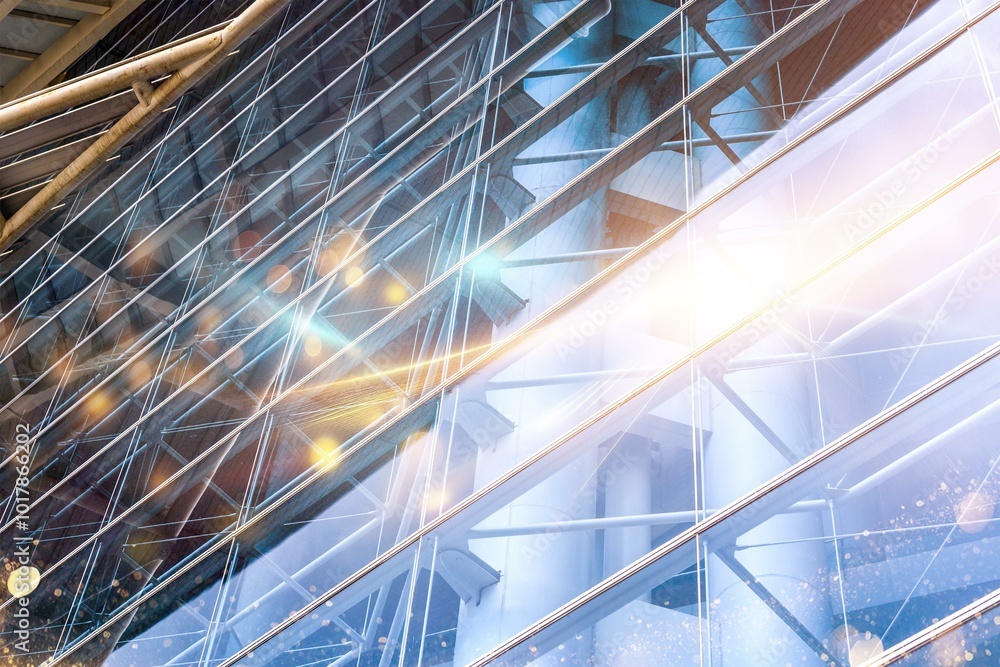Close-up of a modern building's glass facade in Hong Kong. The sunlight reflects off the glass, creating a bright and airy ambiance. Close-up of a modern building's glass facade in Hong Kong. The sunlight reflects off the glass, creating a bright and airy ambiance.