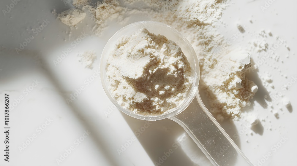 Close-Up of Protein Powder in a Scoop Close-Up of Protein Powder in a Scoop