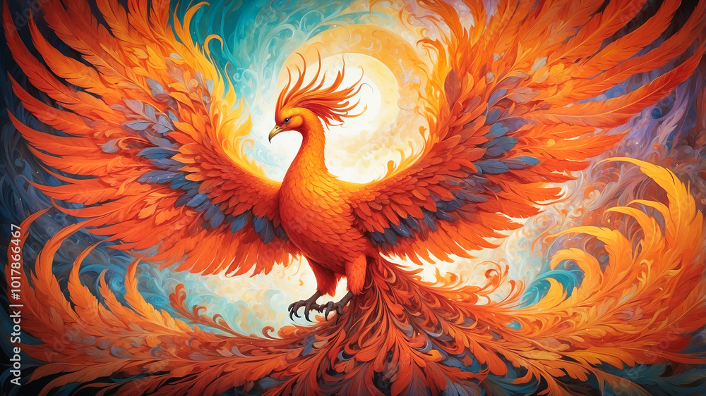 A stylized majestic Phoenix bird A stylized majestic Phoenix bird
