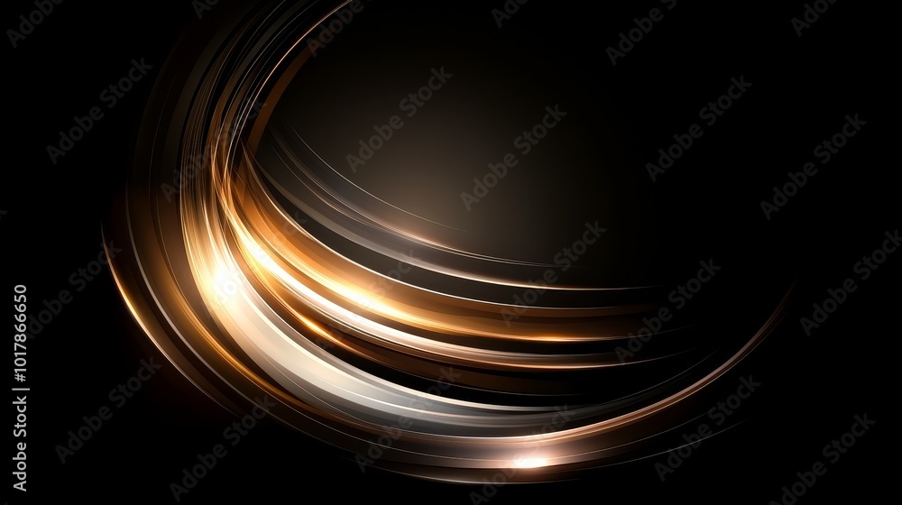 Obraz premium A dark background with swirling, golden and silver, flowing lines.