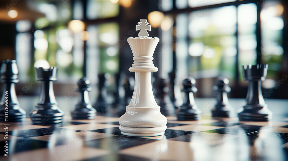 Black and white chess pieces on the chessboard Black and white chess pieces on the chessboard