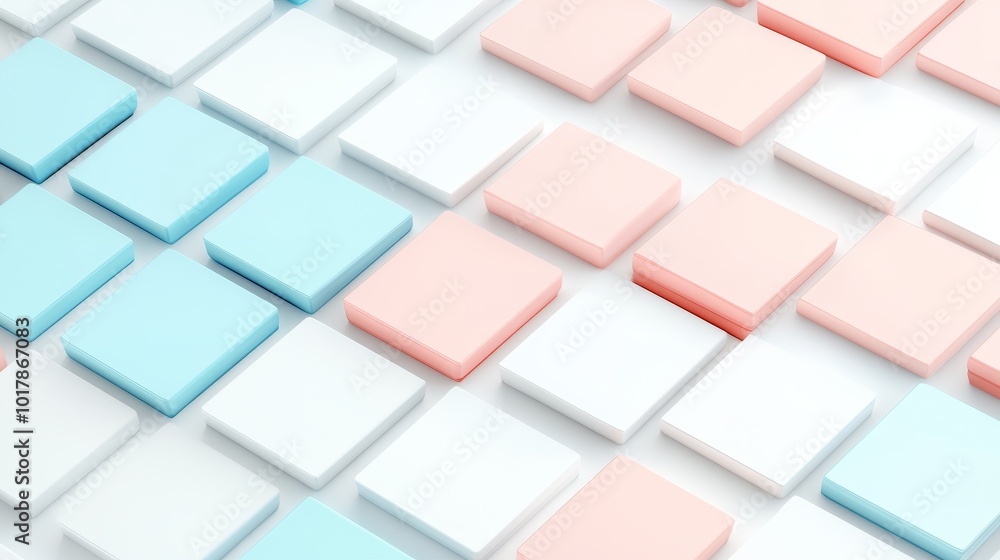 Light blue, light pink, and white squares arranged in a grid pattern. Light blue, light pink, and white squares arranged in a grid pattern.