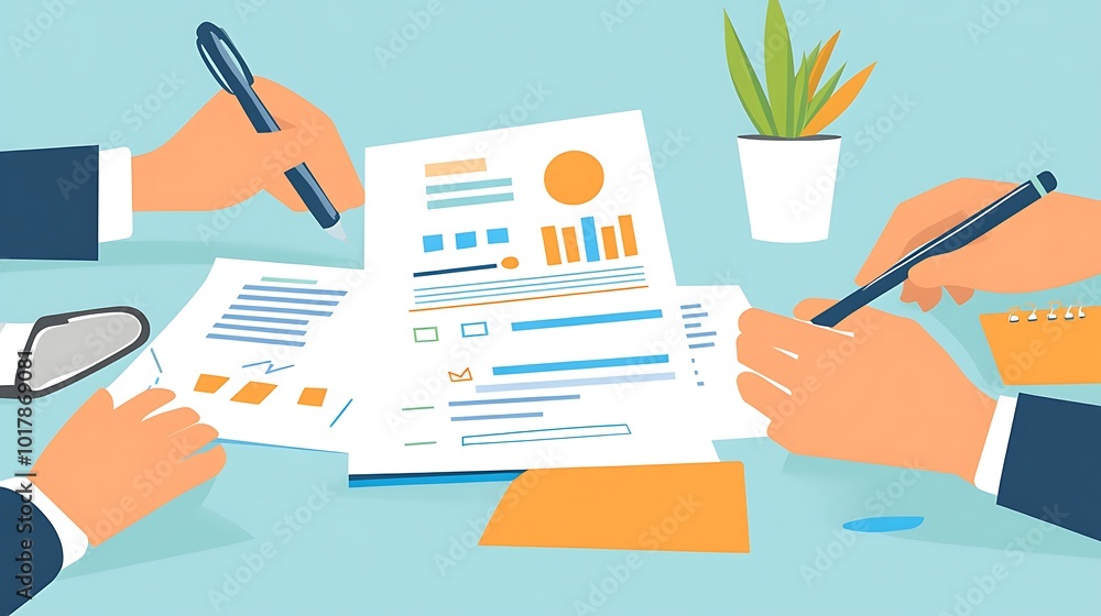 Businesspeople Analyzing Data and Charts Businesspeople Analyzing Data and Charts
