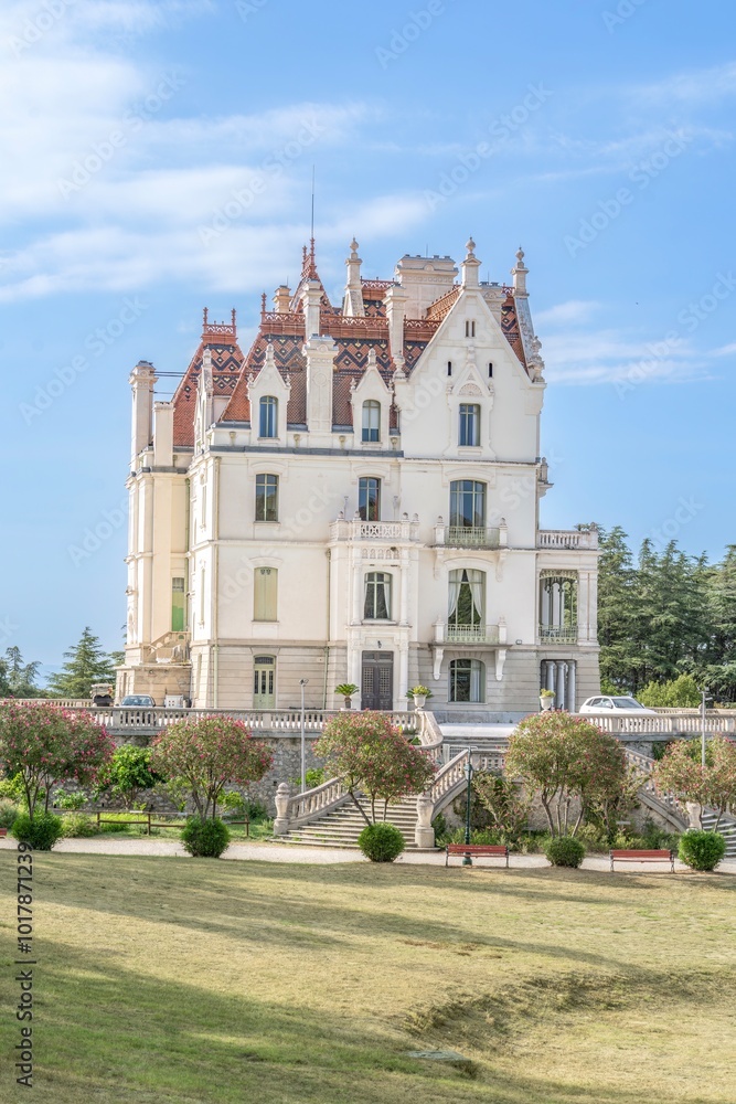 Fototapeta premium View Of The Château De Valmy Its Park In Argeles-Sur-Mer In The South Of France