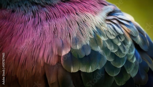 Close up image of the metallic wing colors of a Common Bronzewing pigeon. photo