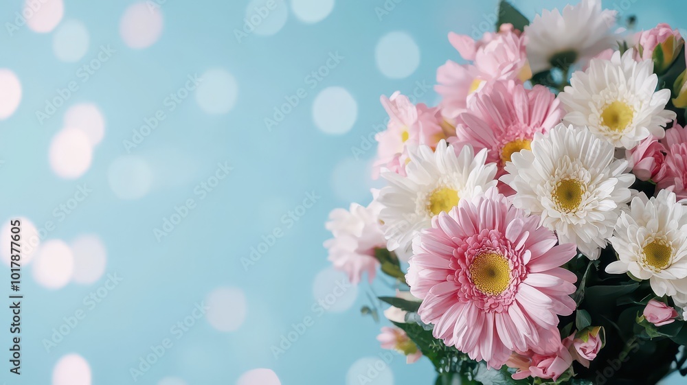 A vibrant floral bouquet featuring an array of bright colors stands out against a softly blurred background. A vibrant floral bouquet featuring an array of bright colors stands out against a softly blurred background.