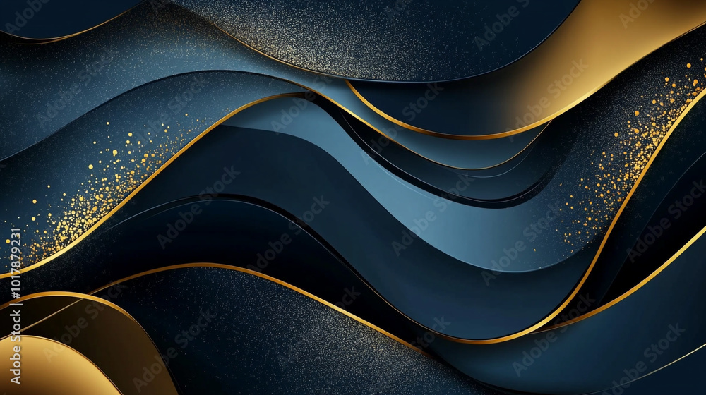 Luxurious Gold and Navy Blue Abstract Waves Background with Elegant Curves and Copy Space for Text, A modern and abstract wall sculpture with a wave-like texture in metallic shades of black, Luxurious Gold and Navy Blue Abstract Waves Background with Elegant Curves and Copy Space for Text, A modern and abstract wall sculpture with a wave-like texture in metallic shades of black,