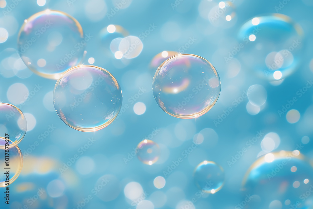 Blue background with soap bubbles Blue background with soap bubbles