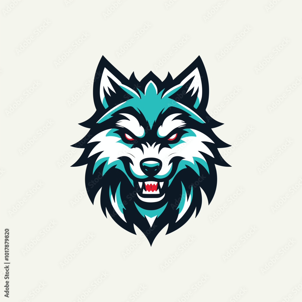 Wolf head logo with a variety of blue shadows Wolf head logo with a variety of blue shadows