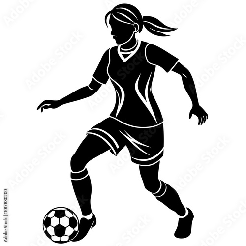 female football player dribbling ball vector