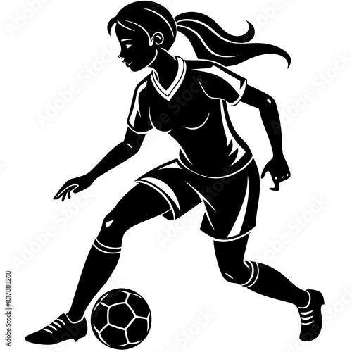 female football player dribbling ball vector