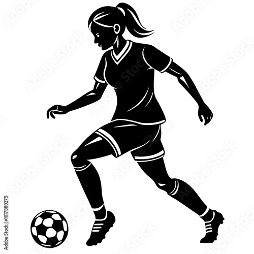 female football player dribbling ball vector