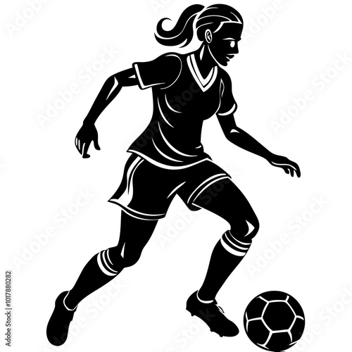 female football player dribbling ball vector