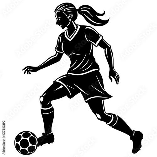 female football player dribbling ball vector