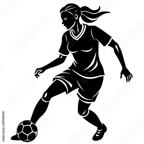 female football player dribbling ball vector