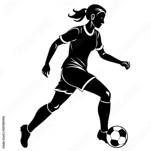 female football player dribbling ball vector