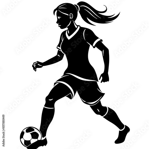 female football player dribbling ball vector