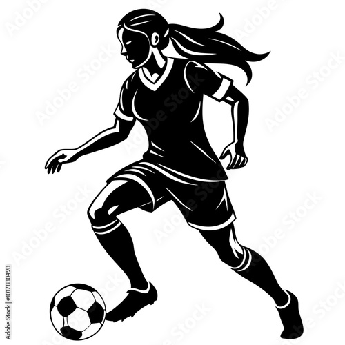 female football player dribbling ball vector