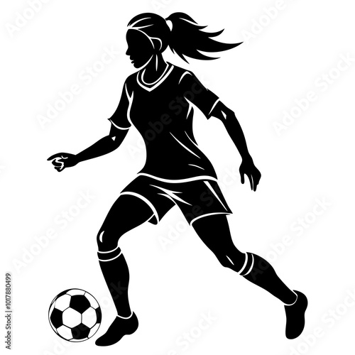 female football player dribbling ball vector