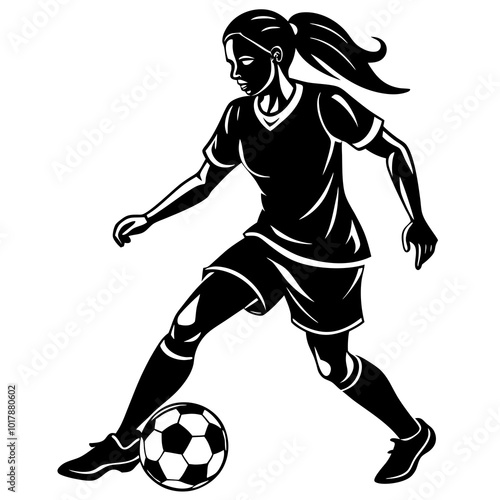 female football player dribbling ball vector