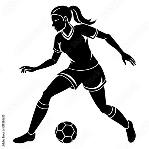 female football player dribbling ball vector