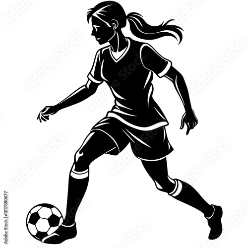 female football player dribbling ball vector