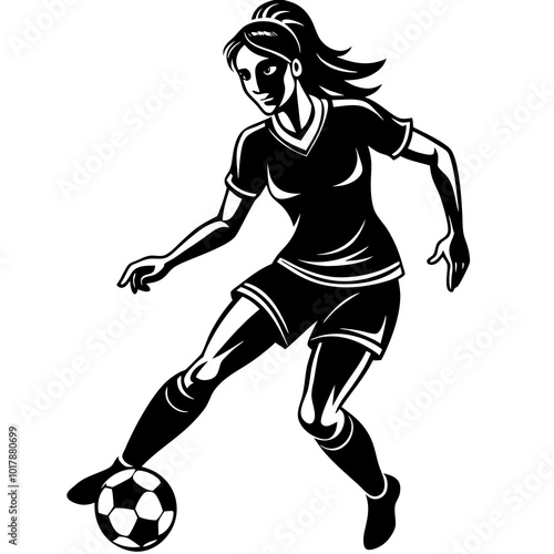 female football player dribbling ball vector
