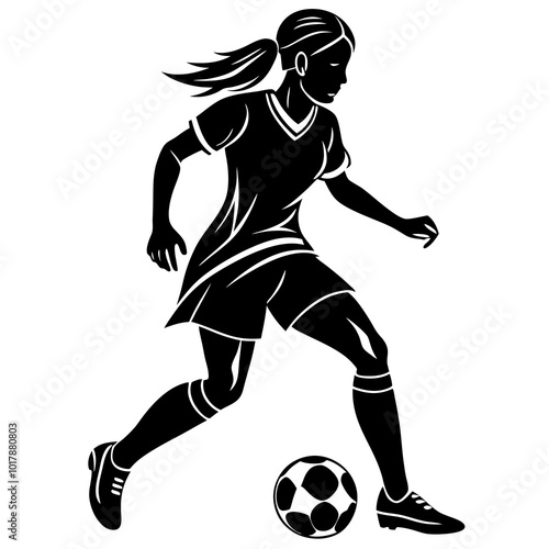 female football player dribbling ball vector