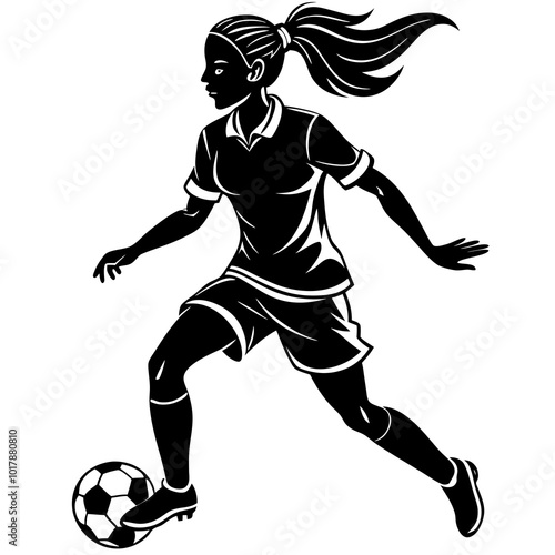 female football player dribbling ball vector