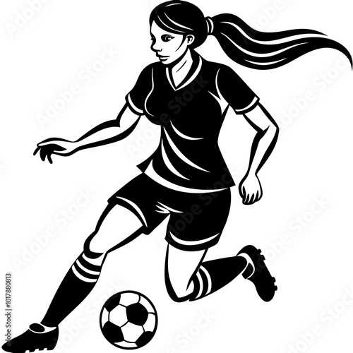 female football player dribbling ball vector