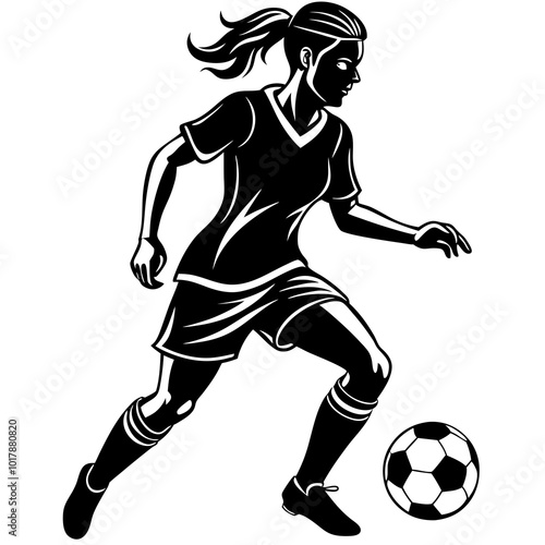 female football player dribbling ball vector