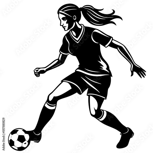 female football player dribbling ball vector