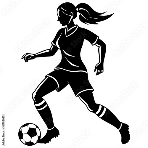 female football player dribbling ball vector