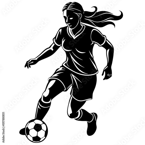 female football player dribbling ball vector
