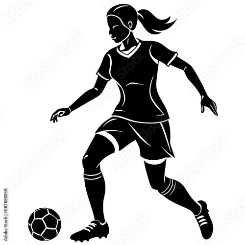 female football player dribbling ball vector