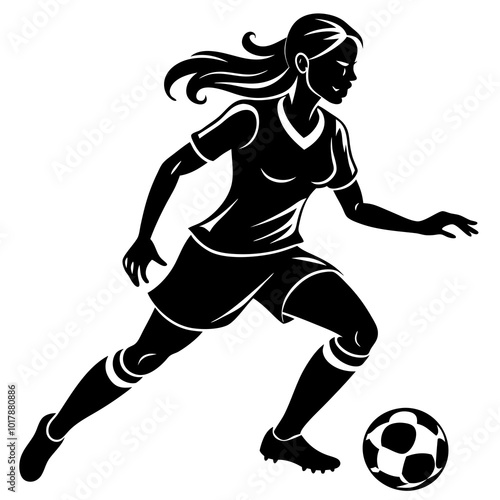 female football player dribbling ball vector