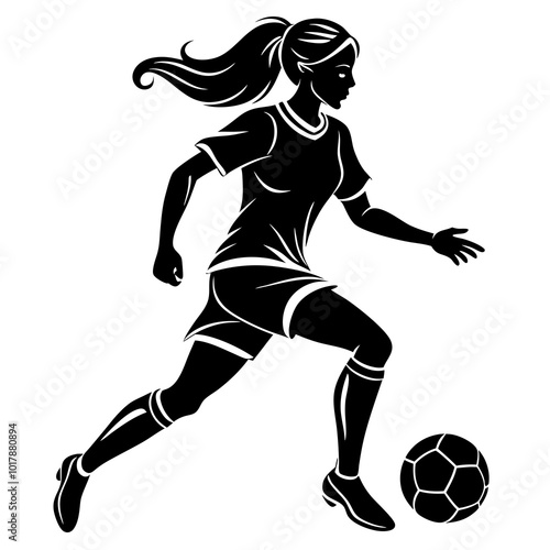 female football player dribbling ball vector