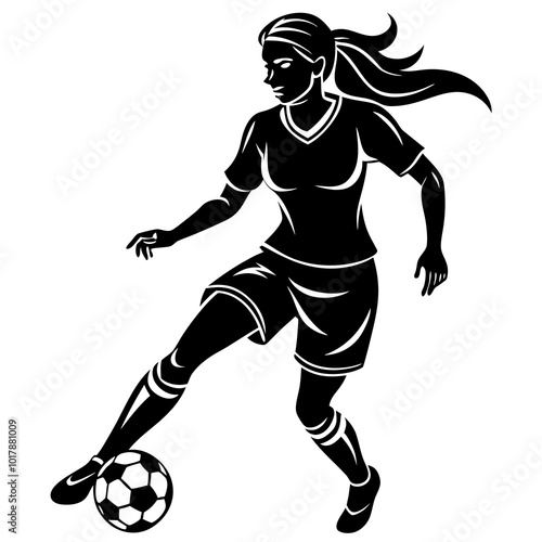 female football player dribbling ball vector