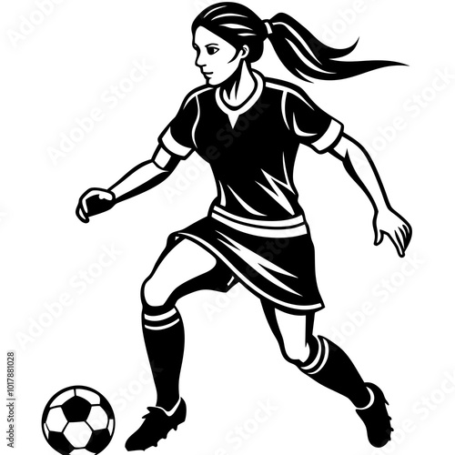 female football player dribbling ball vector