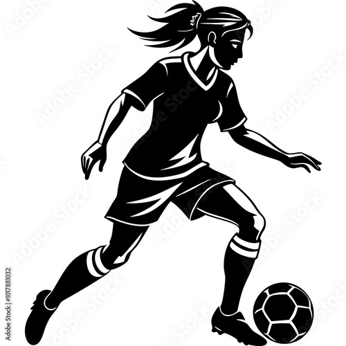 female football player dribbling ball vector