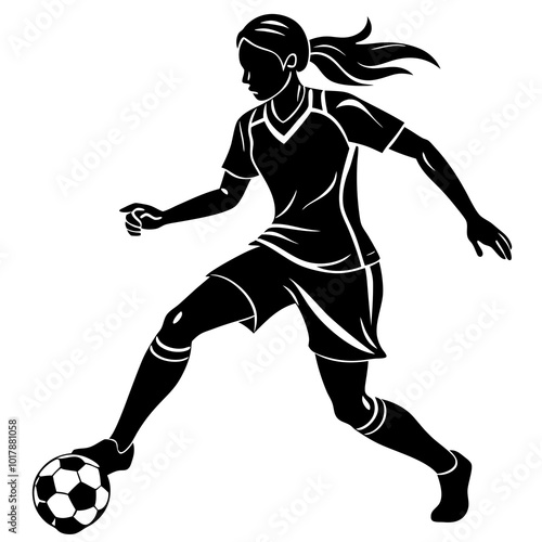 female football player dribbling ball vector