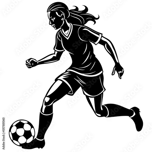 female football player dribbling ball vector