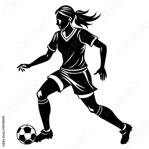 female football player dribbling ball vector