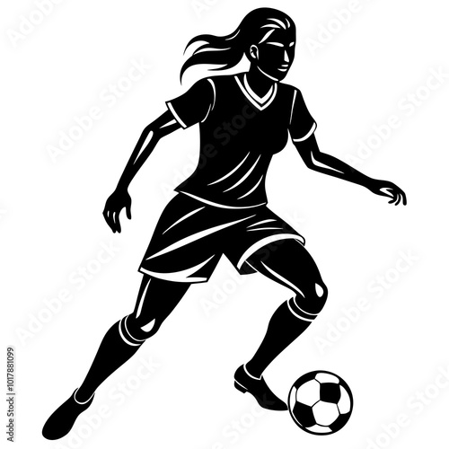 female football player dribbling ball vector