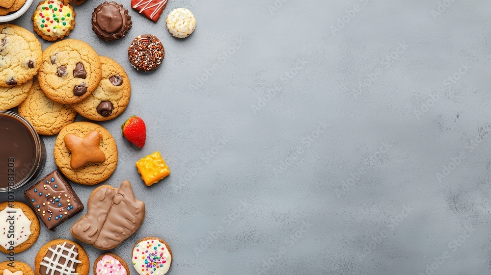 An arrangement of packaged cookies and sweets displayed on a table An arrangement of packaged cookies and sweets displayed on a table
