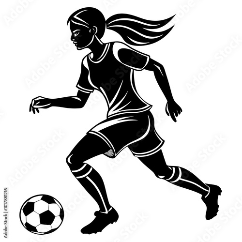 female football player dribbling ball vector