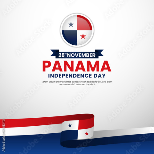 Panama waving ribbon flag background design for Panama Independence day or National day banner